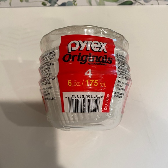 New vintage set 4 Pyrex Originals Custard Cups/bowls Ramekins Clear Glass 6 oz - Picture 5 of 5